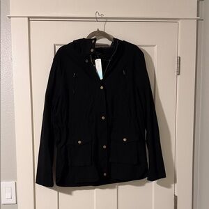 Stylish Black Utility Jacket with Gold Accents